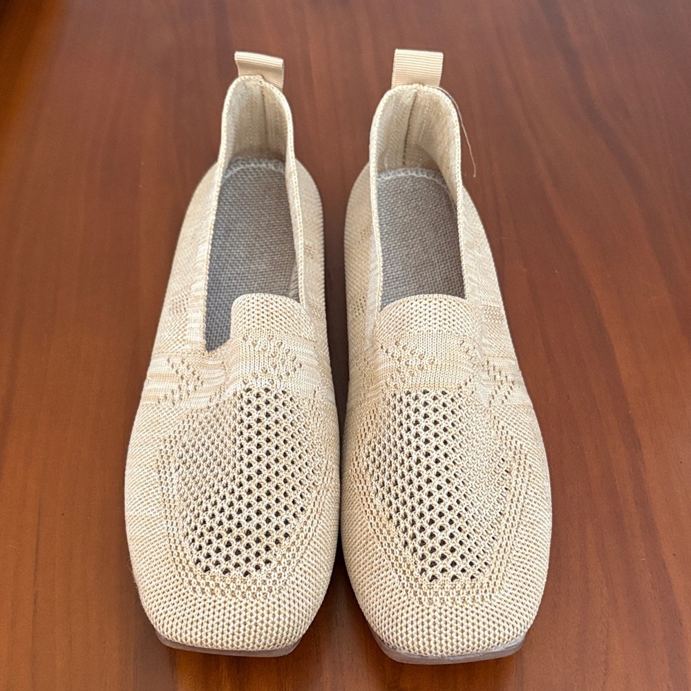 Rothy's Knit Slip-On Loafers in Light Beige